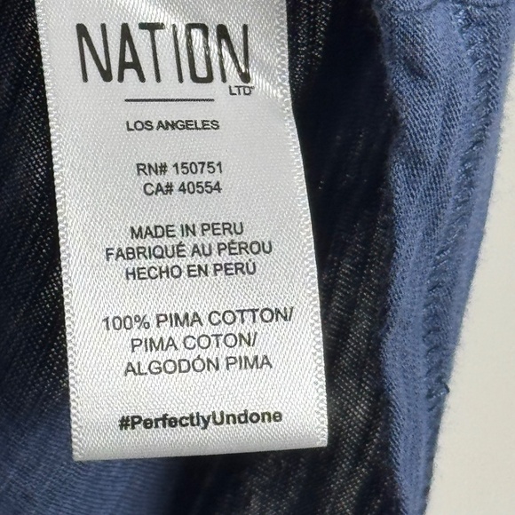 Nation LTD Romy Modest Long Puff Sleeve Tee in Ocean Blue Sz M - Picture 6 of 7